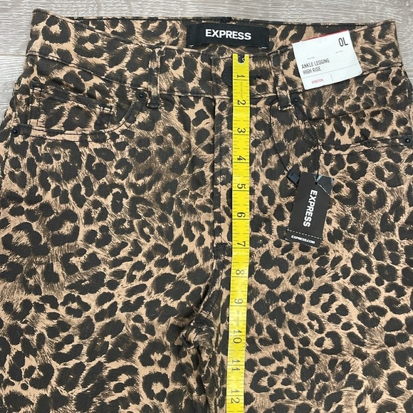 NWT Express Ankle Legging High Rise Denim Jeans Leopard Print 0L - Picture 9 of 16